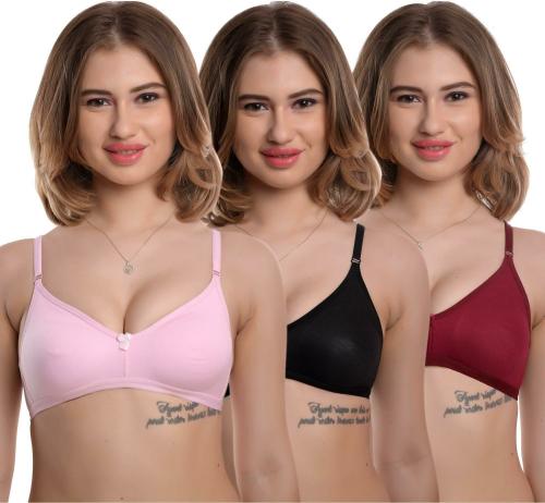 Kidokart MILAN MOLD NON PADDED BRA Women T-Shirt Non Padded Bra (Multicolor) PACK OF 3