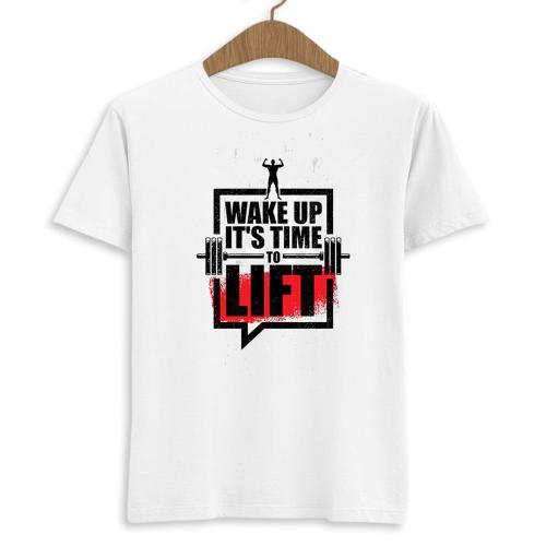 Komy Polyester Fabric White Color Gym Lover,Fitness Freak, Motivational Quotes Printed Tshirt for Mens & Womens -S