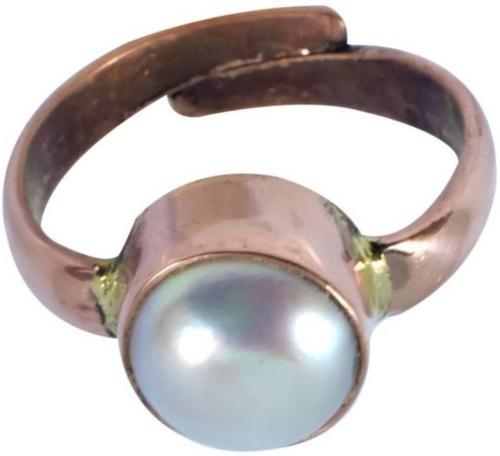 Chopra Gems & Jewellery Brass Pearl Ring (Men and Women) - Adjustable