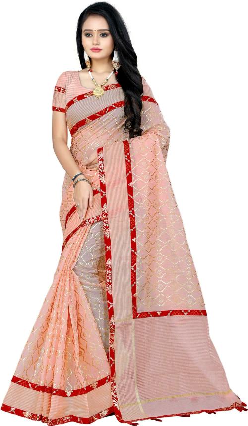 Stylish Sarees Rajasthani Bandej Women Multicolor Striped Cotton Blend Saree