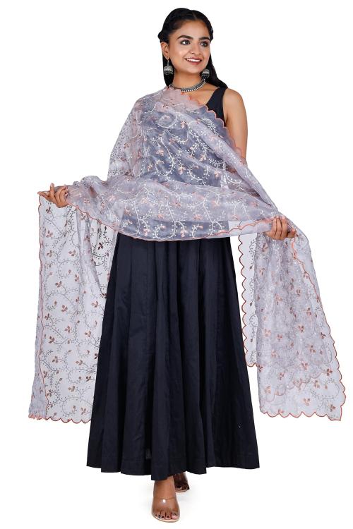 KARA ART HOUSE Women Grey Organza Dupatta