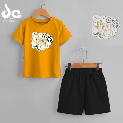 DE TEES BOYS PRINTED HALF SLEEVE TSHIRT AND SHORTS 160GSM