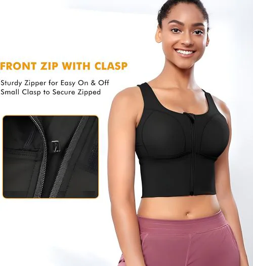 Buy Fabluk Elite Performance Zip-Front Sports Bra, Longline, Supportive  Workout & Yoga Top with Enhanced Comfort and Modern Style