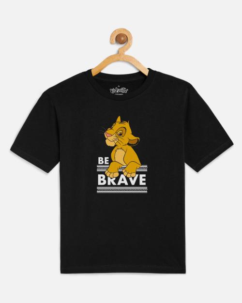 Kids Boys Lion King Printed Black Tshirt