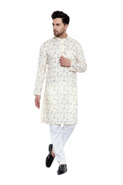VOLRIX Men's Printed Designer Kurta Pajama Set For Men