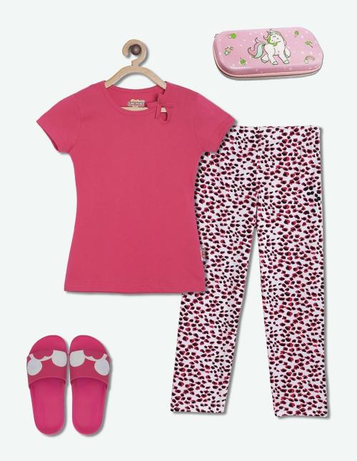 SINI MINI Half Sleeve Black Girls Casual Pack of 2 Nightsuit