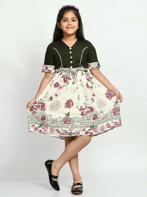 Bella Moda Girls Casual printed Dress 100% Cotton