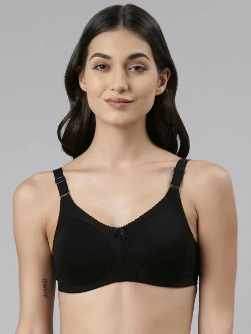 Dollar Missy Women Wire Free Non Padded Black color Panelled Support Bra