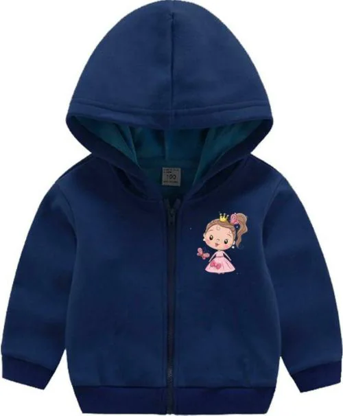 KIDDY STAR Baby Boy and Girl Navy Blue Solid Cotton Fleece Blend Sweatshirt - 0 to 6 Month