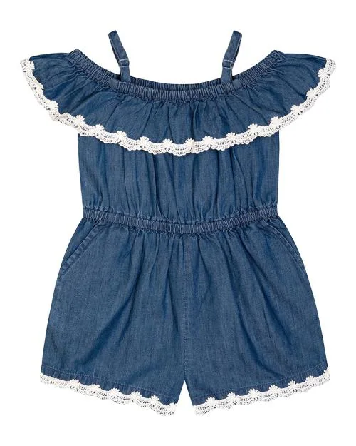 Budding Bees Classic Blue Denim Playsuit for Girls
