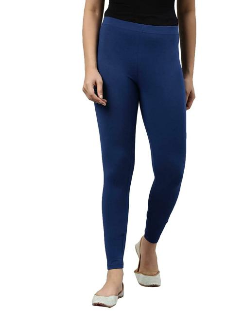 Go Colors Women Blue Solid Stretch Leggings