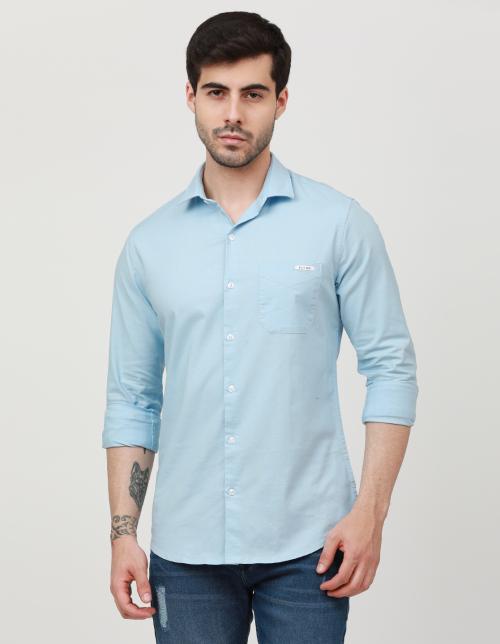 Buy FLY69 Slim Fit Casual Shirts Premium Collections Light Blue Colour