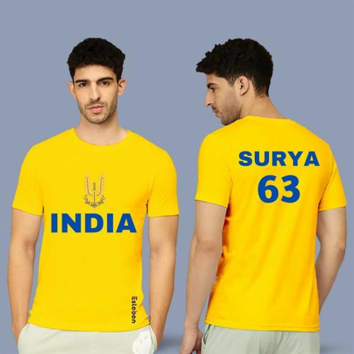 Estaban Men Yellow Suryakumar Yadav Printed Polycotton T-Shirt (L)