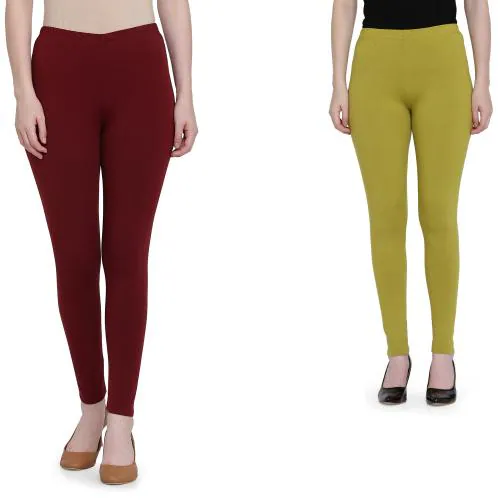 Buy FFU Cotton Spandex Full Length Pack of 2 BURGANDY