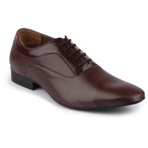FAUSTO Men Brown Formal Lace-Up Oxford Shoes