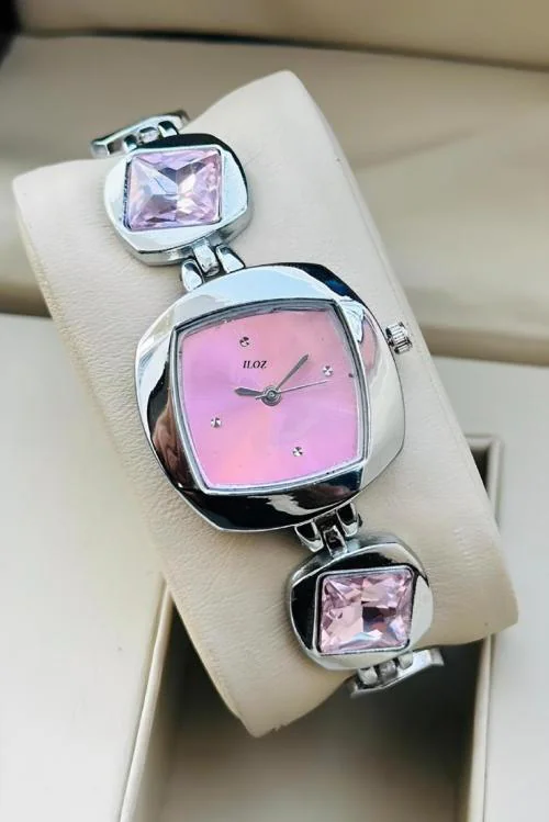 Buy ILOZ Luxury New Elegant Look Classique Silver Pink Square