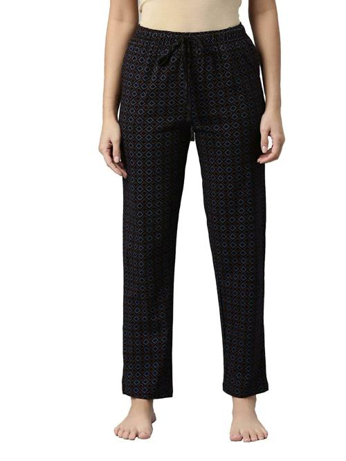 GO COLORS Store Women Black Printed Cotton Pants