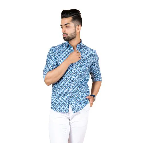 Tistabene Blue Takeshi Printed Cotton Shirt