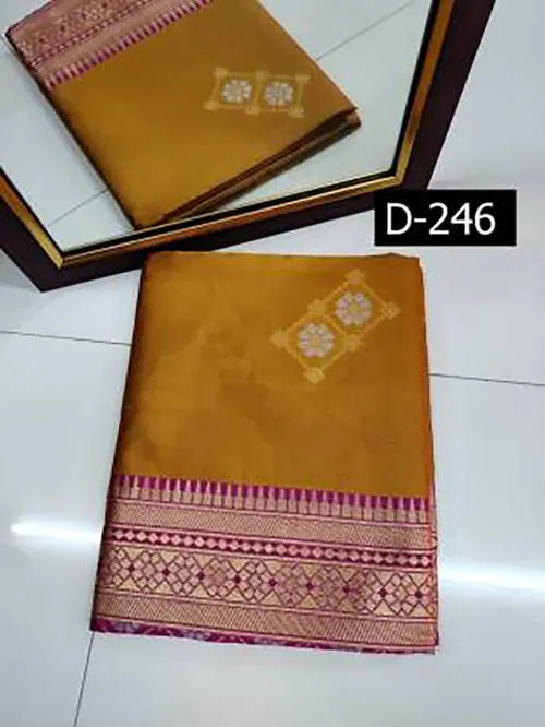 Women Yellow Embellished Tissue Assam Silk Saree