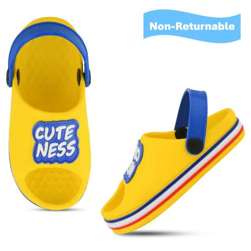 ONFEET Kids Stylised Comformtable Lightweight CuteNess Typographic Yellow Casual Clogs for 15 Months to 3.5 Years Boys/Girls/Toddler/Infant/Babies