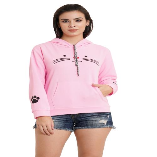 STI Fancy Sensational Women Baby Pink Cat Sweatshirts