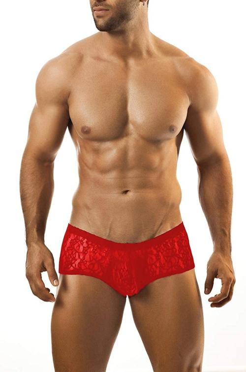 LEADWORT Red Polyester and Spandex Thong Bikinis Underwear ML-07389