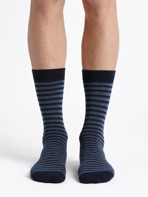 Jockey 7095 Men's Navy Striped Cotton Blend Socks
