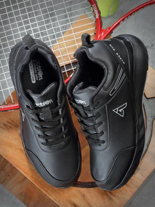 Action Athleo ATG-774 Men's Black Mesh Lace-Up Sports Shoe's