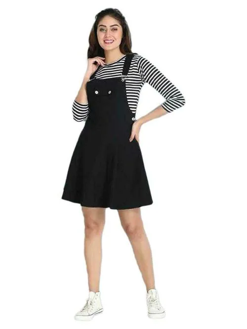 Shiva Trends Cotton Blended Women's Dungaree Dress with Top