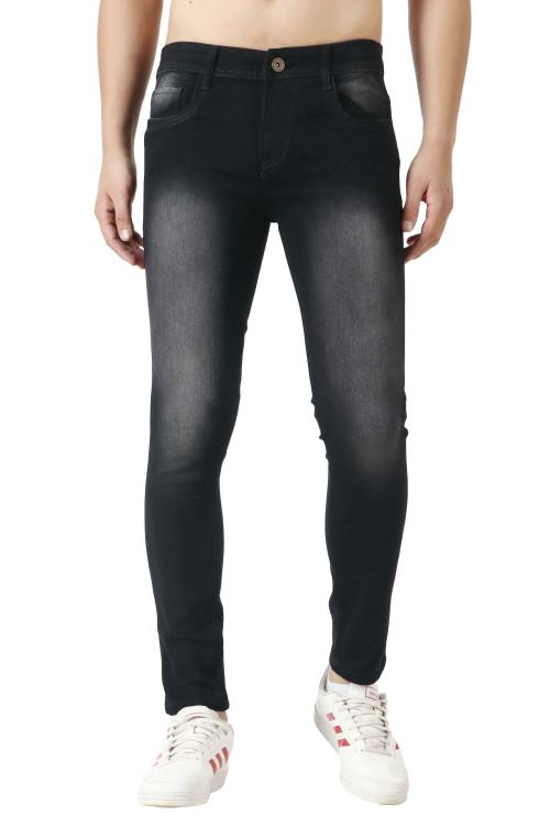 Buy EditLook Men's Black Wash Blended Denim Slim Fit Jeans Online at