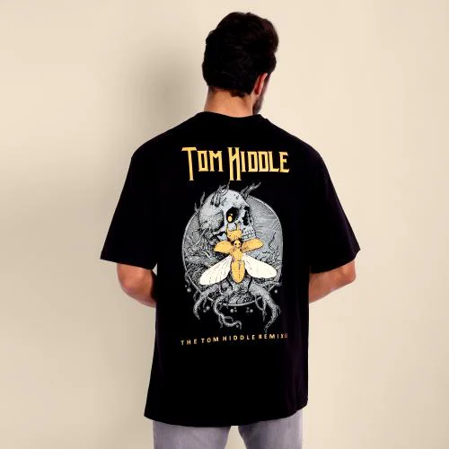 Tom Hiddle printed Premimum Over size and Loose fit cotton Tshrits for Mens | Pack of 1 | Black | M