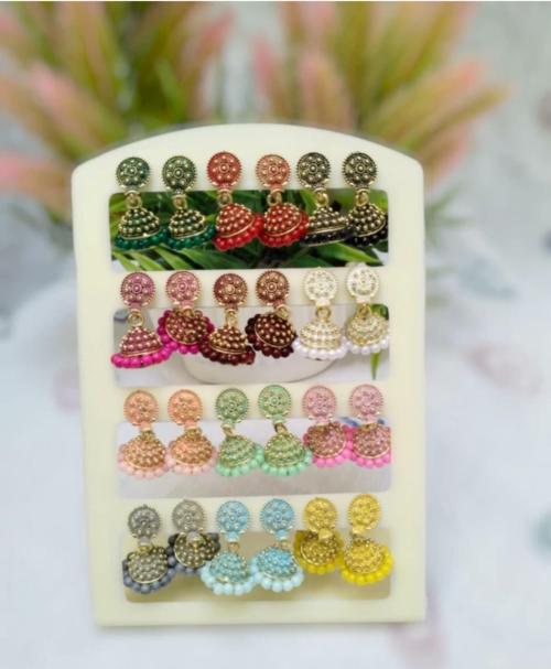DANGAR ENTERPRISE Antique Oxidised Fancy Jhumka Earrings Multi Color- Lightweight jhumkis with bell design-Small Fancy Earrings Jhumki Pack Of 12 Pair Alloy Jhumki Earring (Combo Pack Of 12 Pair )