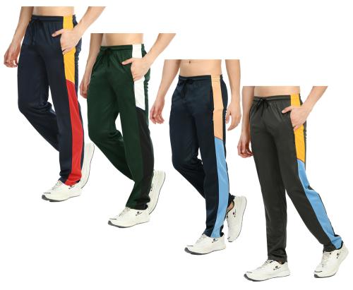 KAYU Mens Solid Regular Fit Lower Track Pants (Pack of 4) Multicolor