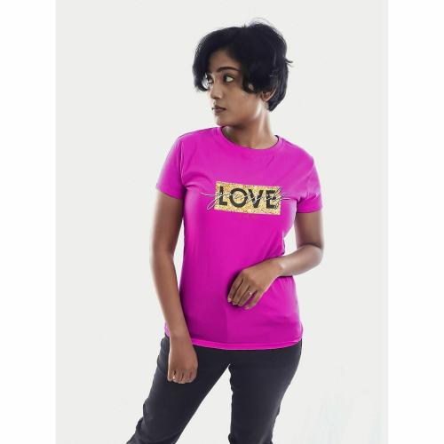 Rad Prix Women Printed Dark Pink T-shirt