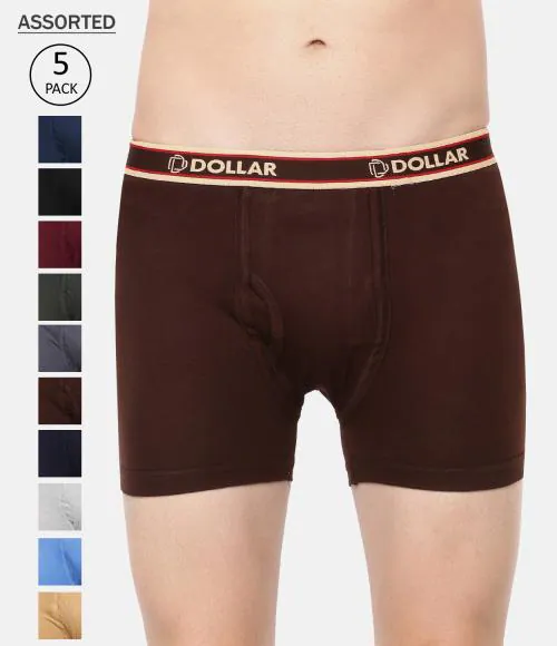Dollar Bigboss Men's Assorted Pack of 5 Long Trunk