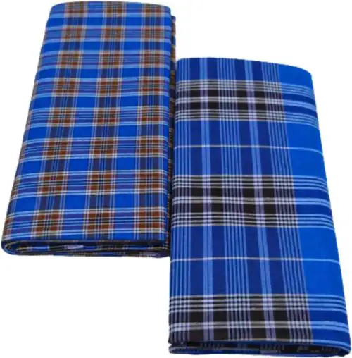 Truevelli Blue Cotton Blend Lungi Free Size Lungi
