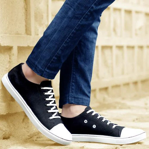 Inklenzo Black Casual Shoes Sneaker Canvas for Mens Daily use Shoe for Boys Shoe for Men