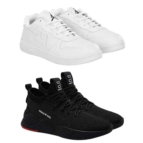 Buy Birde Men's Sport Shoes Combo of 2 (White, Black) Online at Best