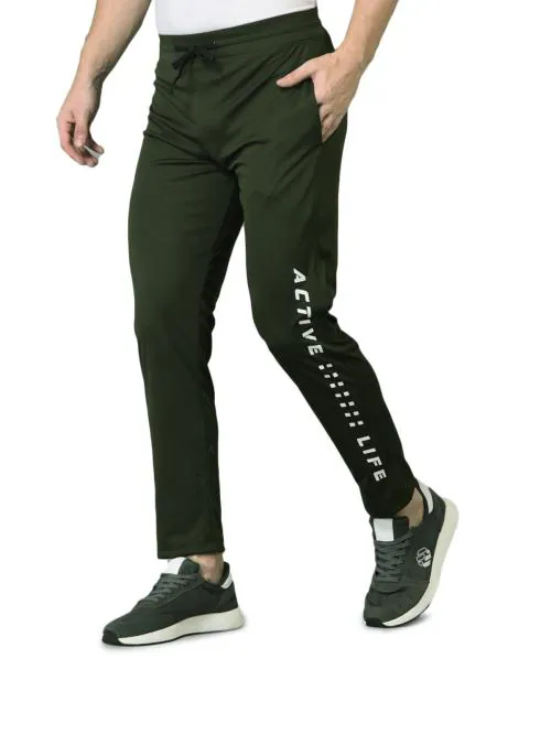 Buy Swanky Lycra Track Pants Gym Sports Fitness Wear Olive Size M