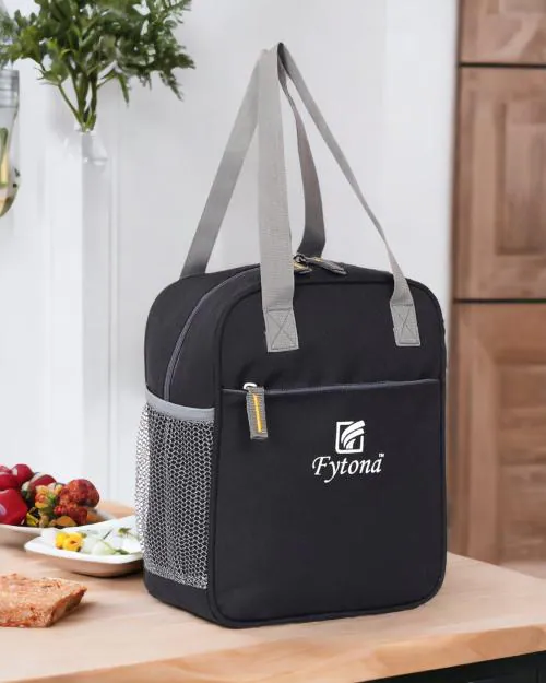 Fytona Lunch Tiffin Bag For School Office Picnic Travel Waterproof Lunch Bag (Black, 7 L)