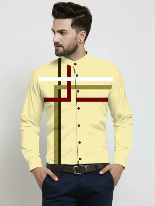 DHARMESH ENTERPRISE Men Multicolor Striped Polyester Unstitched Shirt Material (Free Size)