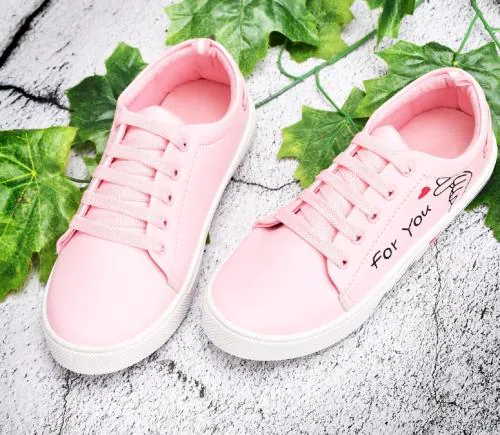 Jeevi Women's New Look & Stylish Sneakers Shoes For Women (Pink)