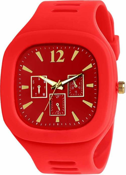 V&Y Miller Stylish Square Designer Red Dial With Smooth Silicone Strap Analog Watch - For Boys