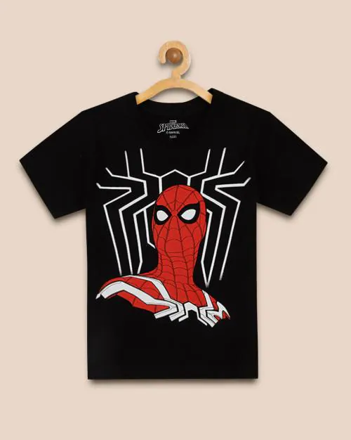 Kidsville Kids Boys Spiderman Printed Black Tshirt
