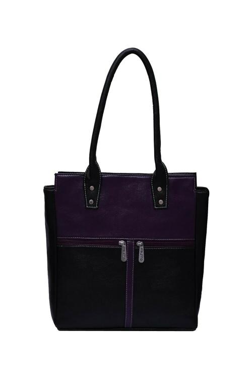 Fristo Black and Purple PU Handbag for Women FRB 144