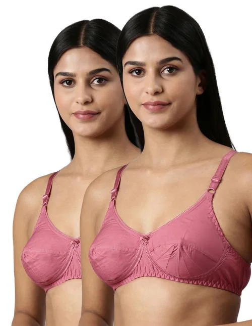 BLOSSOM Women's Double Layered Cut and Sew Bra Full Coverage, Non-Wired, Non-Padded, 100% Cotton, Perfect for Saree Blouse_Saree Bra Rose Gold 38B Pack of 2
