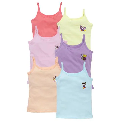 Savage Girls Soft Cotton Slips Singlet Neck Slips Camisole for 9 to 10 year old 70cm Pack of 6