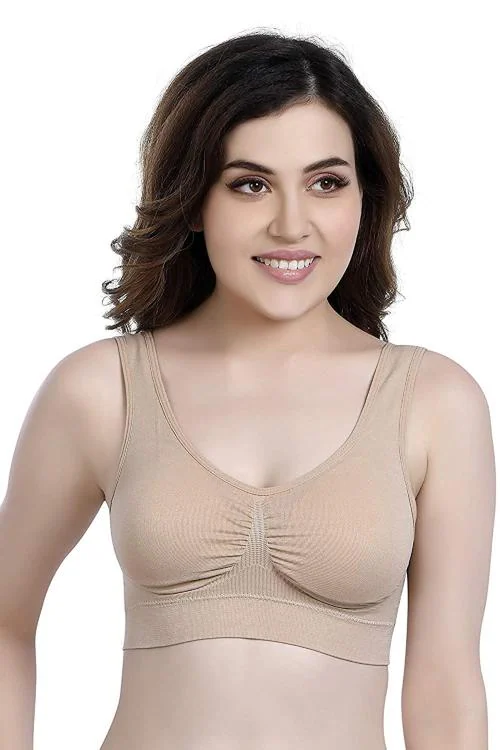 F FASHIOL.COM Women's Stretchable Air Bra Removable Pad & Non-Wired Bra Size 28 to 34 (32) (skin)