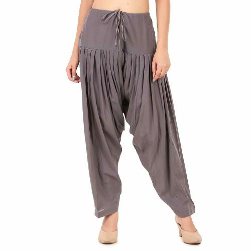 Co Colors Women Grey Solid Pure Cotton Patiala