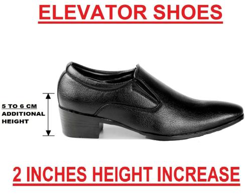Bxxy Black Men's Height Increasing Elevator Formal Slip-on Shoes